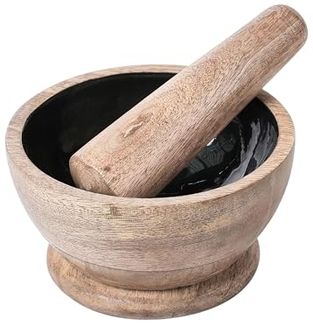 Mörser und Stößel QENA Mangoholz Braun Schwarz
