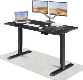 Höhenverstellbarer Schreibtisch - Höhenverstellbar Elektrisch mit Flüsterleisem Dual-Motor & Touchscreen - Hohe Tragfähigkeit - Stehtisch von Desktronic, Schwarz + Schwarz, 160x80 cm