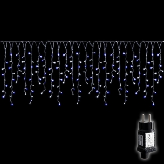 SALCAR LED Eisregen Lichterkette Außen, 10m 400er LED Lichtervorhang Innen Weihnachten mit 8 Modi, Timer und Memory-Funktion, Wasserdicht Weihnachtsbeleuchtung Außen für Pavillon Balkon, Blauweiß