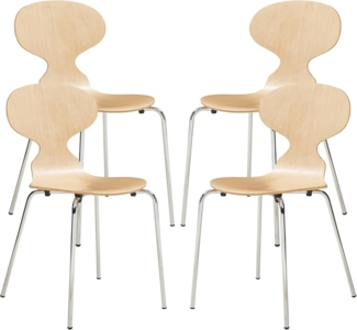 Esszimmerstuhl Kil 4er Set Holzfarben/Chromfarben [en. casa]