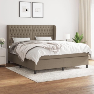 vidaXL Boxspringbett mit Matratze Taupe 180x200 cm Stoff 3128225