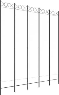 5-tlg. Paravent Weiß 200x220 cm Stoff