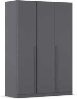 rauch Kleiderschrank Alba, Drehtürenschrank, Garderobenschrank, 3-türig, mit 2 Kleiderstangen und 2 Einlegeböden, Farbe Grau metallic, Schwarz, Griffstange Grau metallic, Schwarz, 136x197x54cm