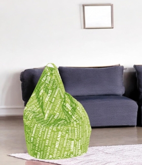 Dmora Sitzsack mit Schriftzugmuster, grün und weiß, Maße 80 x 120 x 80 cm