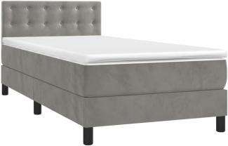 vidaXL Boxspringbett mit Matratze & LED Hellgrau 100x200 cm Samt 3134627