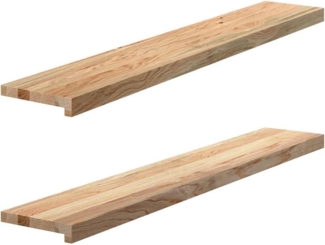 vidaXL Stufenmatte Fensterbänke 2 Stk. Unbehandelt 120 x 20 x 2 cm Massivholz Eiche, Rechteckig