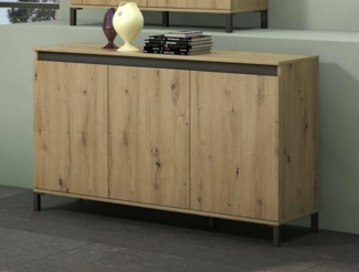 Dmora - Kommode Dodoma, Wohnzimmerbuffet, Wohnzimmer-Sideboard, Moderne Küchen-Speisekammer, Made in Italy, 138x40h90 cm, Glänzendes Weiß und Anthrazit
