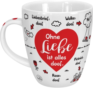 Sheepworld Tasse "Ohne Liebe ist alles doof" | Porzellan, 45 cl | Tasse für Kaffee und Tee, Tasse mit Spruch | 46506