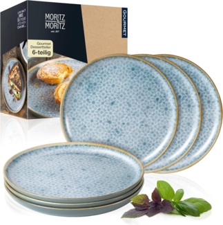 Moritz & Moritz Tafelservice TERRA Dessertteller Blau (6-tlg), 6 Personen, für 6 Personen - spülmaschinen- und mikrowellengeeignet