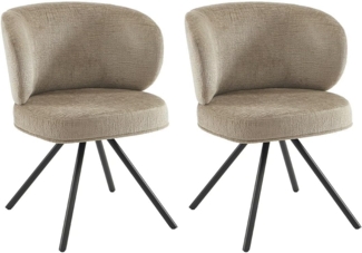Vente-unique - Set mit 2 Drehstühlen - Strukturstoff & Metall - Taupe - LYARO