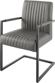 riess-ambiente Freischwinger BIG ASTON vintage grau / schwarz (Einzelartikel, 1 St), Esszimmer · Echtleder · Metall · mit Armlehne · Federkern · Industrial