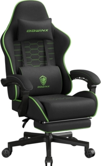 Dowinx Gaming Stuhl Tasche Frühling Kissen, Atmungsaktiver Bürostuhl aus Hochwertigem Stoff, Ergonomischer PC-Stuhl mit Kopfstütze, Drehbarer Schreibtischstuhl mit Fußstütze (Schwarz und Grün)