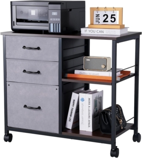 VEVOR Aktenschrank Schubladenschrank mit 3 Stoffschubladen, Rollcontainer mit 2 offenen Regalen, Aufbewahrungsschrank Lagerschrank für Schreibwaren Drucker Dokumente Letter A4 Legal Format (Braun)