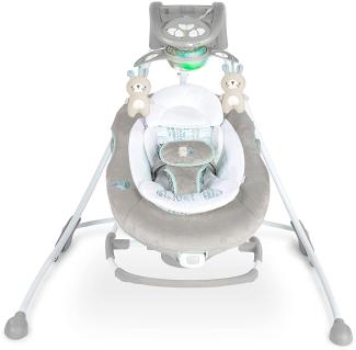 Ingenuity, InLighten Cradling Swing & Rocker - Spruce, 2 in 1 Schaukel und Babywippe, mit Vibrationen, 6 Schaukelgeschwindigkeiten, USB-Adapter und vielem mehr, 12365, Grey