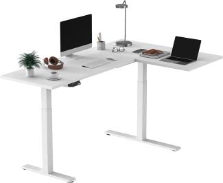 Flexispot E3L Winkelschreibtisch Eckschreibtisch elektrisch höhenverstellbar Bürotisch mit 2 Motoren (160x100 cm, Weiß)