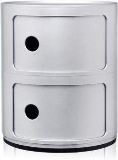 Kartell Componibili, 2 Elements, Silber, Runde Basis