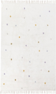 Teppich Baumwolle cremeweiß 140 x 200 cm gepunktetes Muster Kurzflor ASTAF