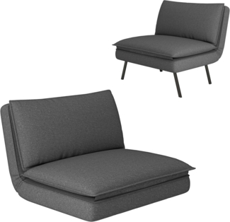 HOMCOM Bodensofa 4-in-1 Klappbar Schlafsofa mit Leinenoptik, 6-Fach Verstellbarer Rückenlehne Gepolstert Sofabett bis 150 kg belastbar Bodensessel Bodenstuhl für Schlafzimmer, Wohnzimmer, Dunkelgrau