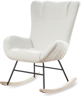 SeedWave Schaukelstuhl Ergonomischer Stillstuhl mit Armlehnen und Hoher Rückenlehne, Teddy-Samt Entspannungsstuhl für Schlafzimmer und Wohnzimmer