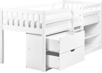 Mittelhochbett SUSVILLE 90 x 200 cm Holz Weiß