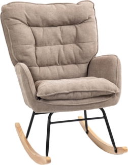 HOMCOM Schaukelstuhl mit Chenilleoptik (Schwingsessel, 1 St), bis 120 kg Belastbarkeit für Schlafzimmer, Wohnzimmer, Braun