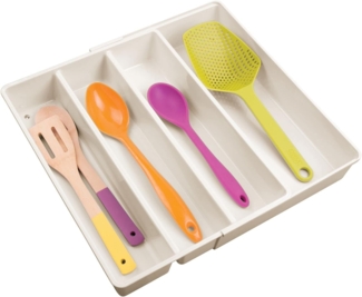Besteckkasten Schubladen Organizer Besteckeinsatz ausziehbar mDesign creme