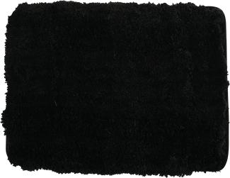 MSV Badteppich Badematte Badvorleger Duschvorleger Mikrofaser Hochflor flauschig 50x70 cm – Schwarz