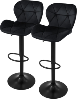 ML-DESIGN Barhocker Gepolsterter Barstuhl mit Rückenlehne und Fußstütze, 360° drehbar (2 St), Bistrohocker aus Samt, Schwarz, Drehstuhl Hocker Tresenhocker