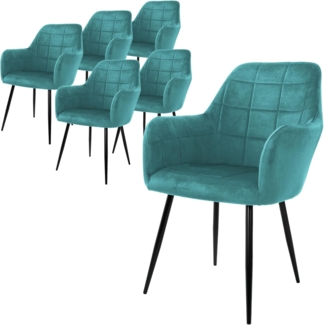 ML-DESIGN Stuhl Esszimmerstuhl ergonomisch & gepolstert, Esstischstuhl mit Rückenlehne (6 St), Wohnzimmerstuhl Petrol Samtbezug Küchenstuhl Polsterstuhl
