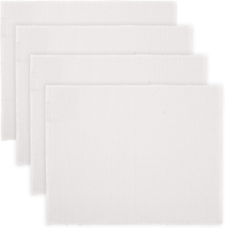 LINUM UNI Dekorative 4 set Tischsets für Esstisch 35x46 cm, 100% Gerippte Baumwolle, Maschinenwaschbar, Weiß