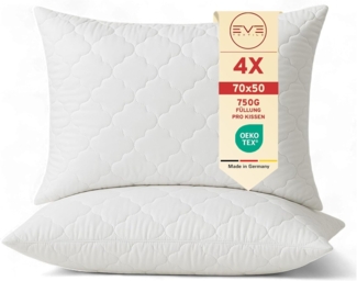 Eve Textile GmbH Kopfkissen Diamond-Plus Steppkissen abnehmbarer Bezug Bettkissen Kissen, Füllung: 100% Mikrosilikonwolle-Polyester, Seitenschläfer, Rückenschläfer, Bauchschläfer, Bettkissen Schlafkissen Kissen Kopfkissen Mikrosilikonwolle