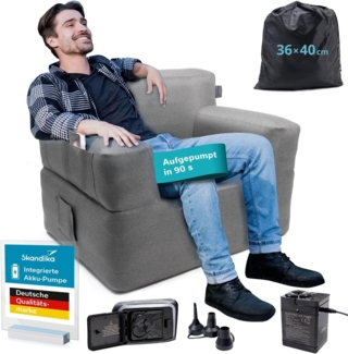 Skandika Luftsofa Easy Air Premium, Aufblasbares Sofa Outdoor, (mit Tragetasche), 1 Person, mit Elektropumpe, USB-C Ladekabel, 200 kg belastbar