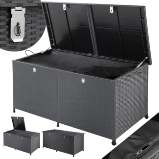 Casaria Auflagenbox (1 St), XXL Polyrattan Wetterfest 625L UV-beständig Rollen Wintergarten