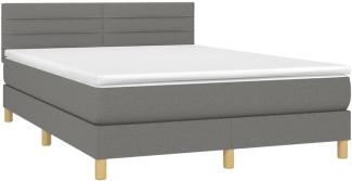 vidaXL Boxspringbett mit Matratze Dunkelgrau 140x190 cm Stoff 3140690