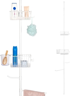 bremermann Teleskopregal Teleskop-Badregal 2 Körbe 2 Stangen, Stange bis max. ca. 290 cm, weiß