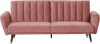 Schlafsofa 3-Sitzer Samtstoff rosa VIMMERBY