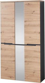 Garderobenschrank Schuhschrank Spiegelschrank MEMPHIS Artisan Eiche / Grau ca. 105 x 192 x 38 cm