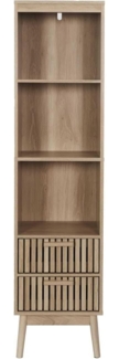 HOME DECO FACTORY, HD0224, Säule 2 Schubladen, Modell Klaus, Natural Crush Collection, Möbel, Schrank, Badezimmermöbel, 40 x 160 x 30 cm, Braun