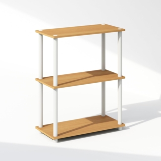 Furinno Turn-N-Tube 3-stufiges, kompaktes Mehrzweck-Präsentationsregal, Regaleinheit, Bücherregal, Buche/Weiß