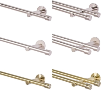 MDEKOR Gardinenstange komplette Ø 16 mm mit Endkappen, kürzbar, Wandmontage, 1-läufig, 120 cm Antik Gold