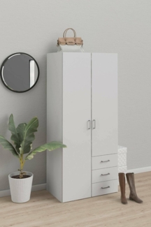 Dmora - Kleiderschrank 2 Türen Prisca, Schlafzimmermöbel, Schrank, Garderobe, 77x49 h175 cm, Weiß