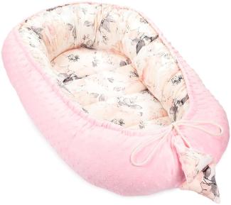 Warmes Nestchen Baby 90x50 cm - Kuschelnest Neugeborene Nestchen Winter/Herbst Kokon Babynest Wilde Rose Hellrosa