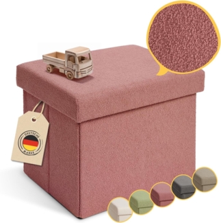 Laleni Sitzbank mit Stauraum - Truhenbank mit Stauraum 41x31 cm - Sitztruhe mit Stauraum - Sitzwürfel - Aufbewahrungsboxen - Sitzbank klein - Polsterhocker - Kisten Aufbewahrung mit Deckel in Koralle