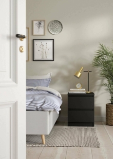 Dmora - Nachttisch Garance, Niedrige Kommode, Tisch, Multifunktionaler Nachttisch, 50x40 h50 cm, Schwarz