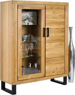 Vitrine TINA Highboard Vitrinenschrank Eiche teilmassiv geölt 110x140