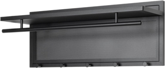 HAKU Möbel Wandgarderobe, schwarz, Metall - Maße: B 75 x H 30 x T 26 cm, Style: Modern