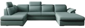 Designer Sofa Emiliano mit Schlaf- und Klappfunktion Stoff Grün Rechts