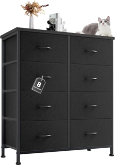 DUMOS Kommode für Schlafzimmer mit Stoffschubladen hohe Organizer für Kleidung Schrank Kinderzimmer Aufbewahrungsturm mit Schrank Metallrahmen Holzplatte leichte