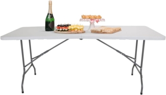 hjh OFFICE Campingtisch klappbar 152x70 cm Easy UP Multi II mit Tragegriff Klapptisch für 6 Personen Weiß, 830053