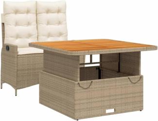 2-tlg. Garten-Essgruppe mit Kissen Beige Poly Rattan